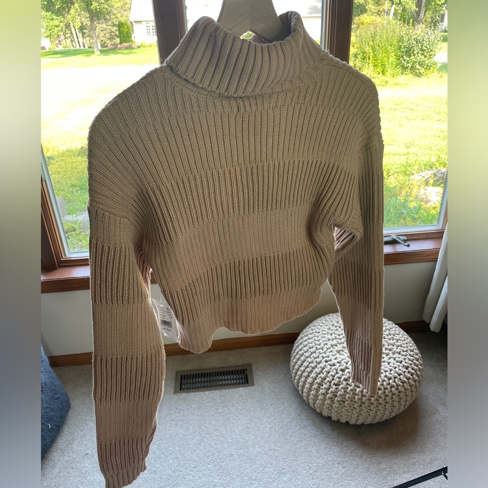 NWT PACSUN size XS cable knit turtleneck taupe sweater